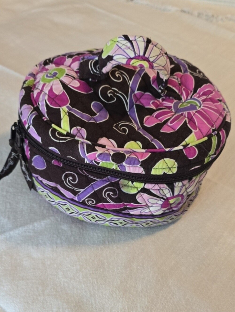 Vera Bradley Quilted Round Cosmetic Case - Purple Punch